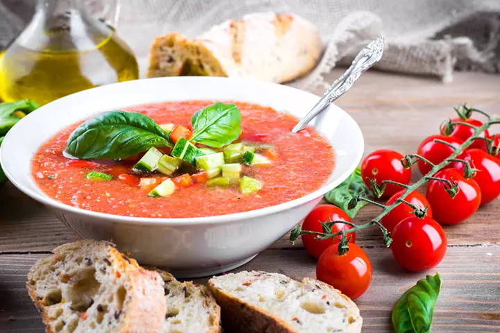 Gazpacho andaluz (Spanish cold tomato soup) kids-friendly appetizers