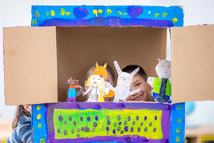 Hold a puppet show, talent show ideas for kids