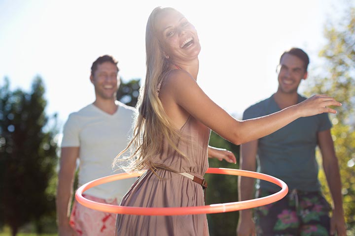 Hula hooping is a great way to enjoy playing outside