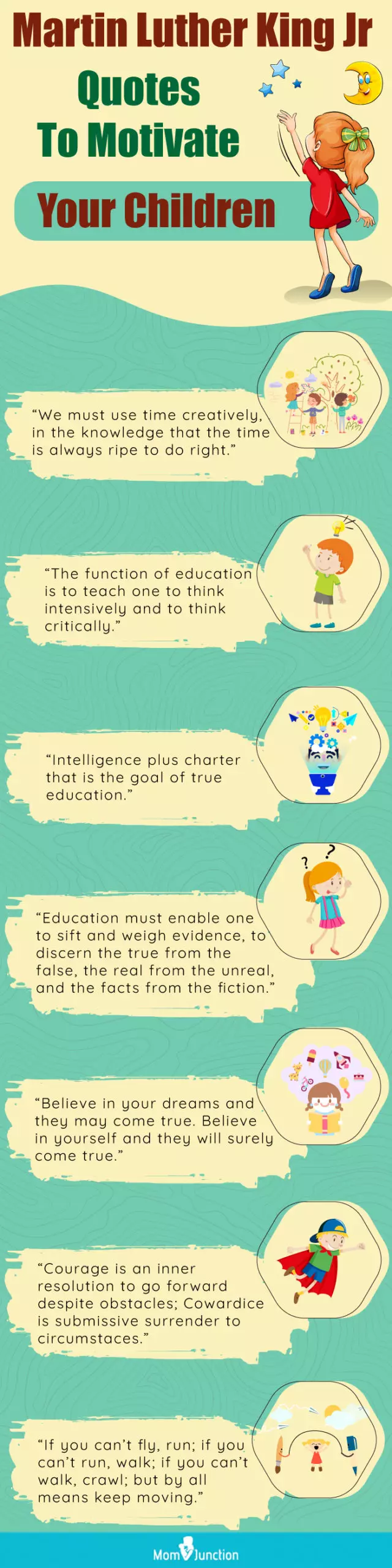martin luther king jr quotes to motivate your children (infographic)