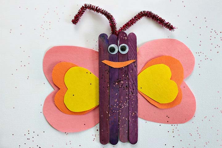 Popsicle stick butterfly craft for kids