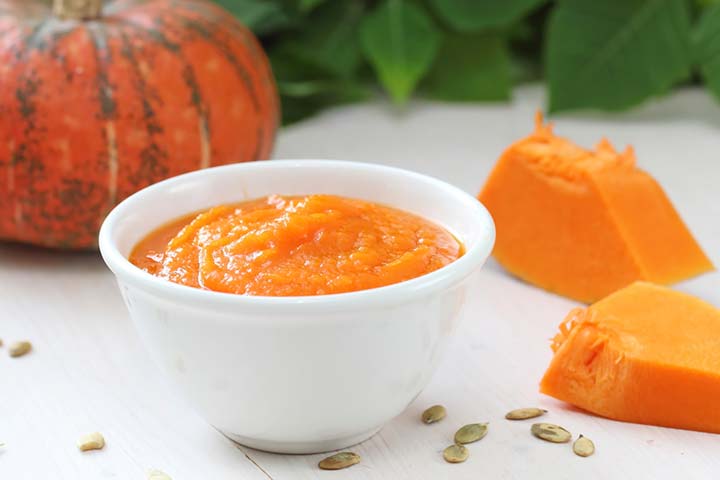 Pumpkin and prunes puree food for baby constipation
