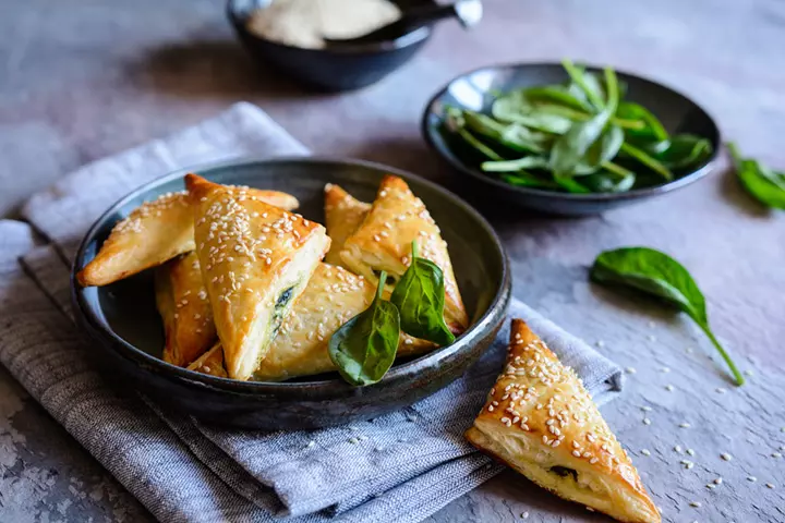 Spanakopita triangles kids-friendly appetizers