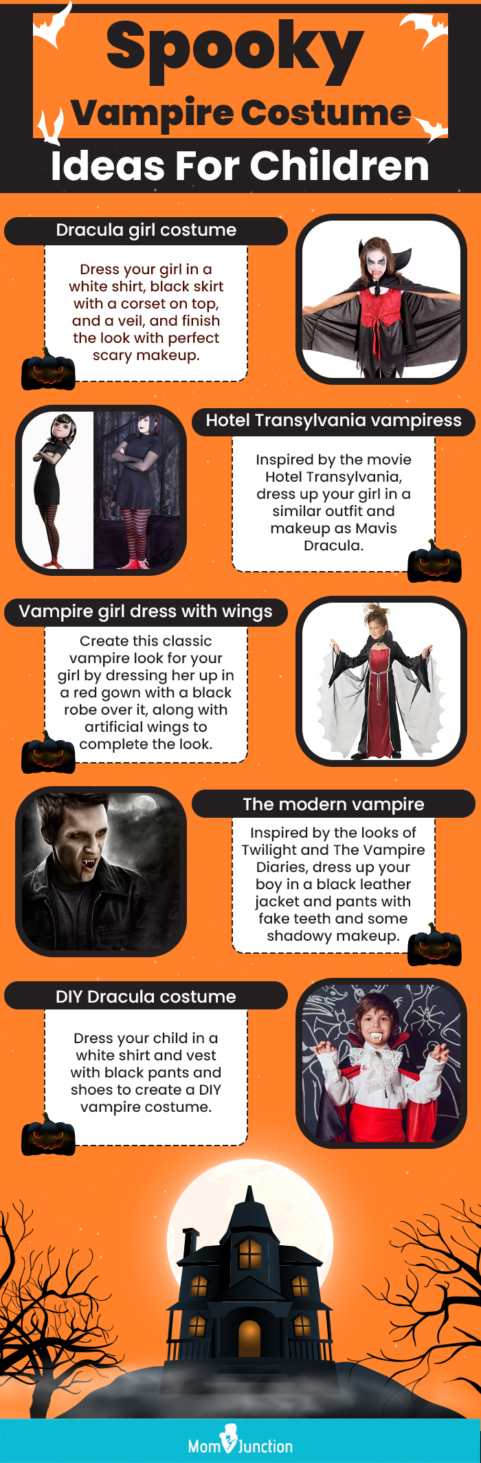 Spooky Vampire Costume Ideas For Children (infographic)