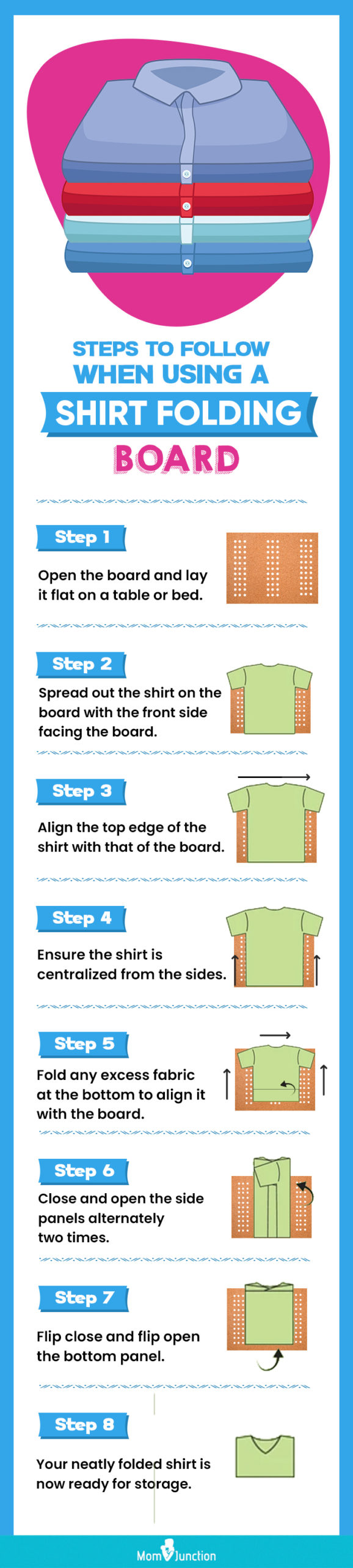Steps To Follow When Using A Shirt Folding Board (infographic)