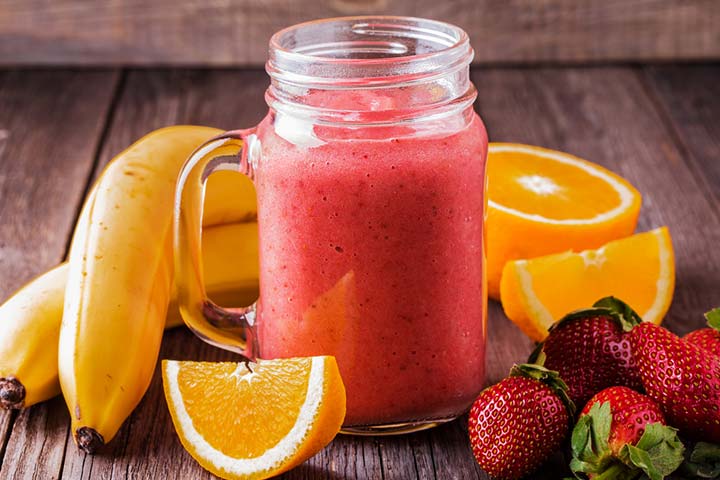 Strawberry and orange smoothie protein shake for kids