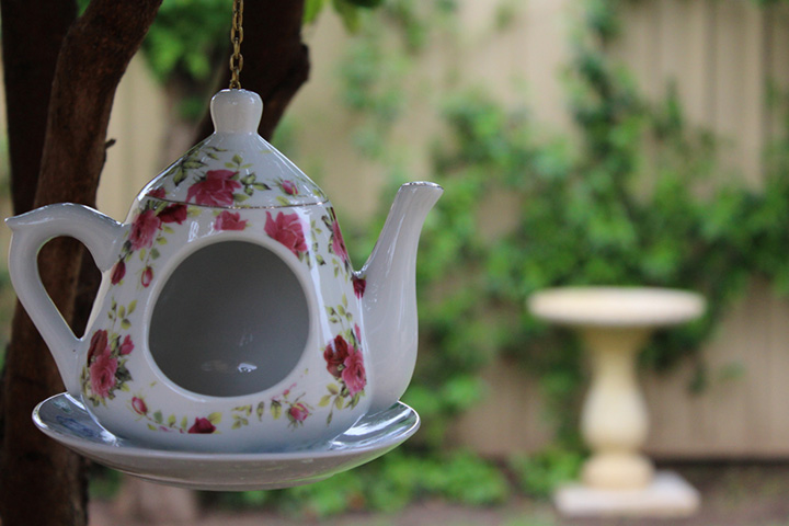 Teapot bird feeders for kids