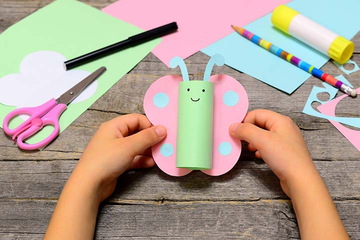 Toilet paper roll butterfly craft for kids