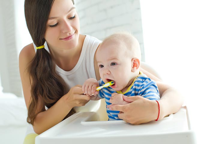 You may start brushing the baby's teeth once they erupt