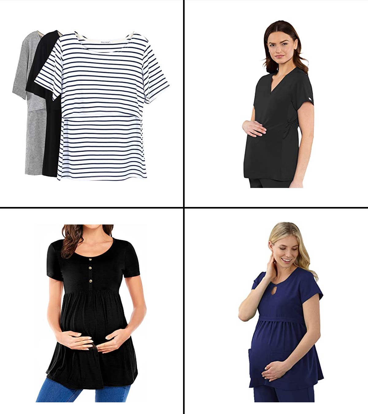 My Bump Women's Maternity Front Pleat Short Sleeve Casual Top Made in USA 