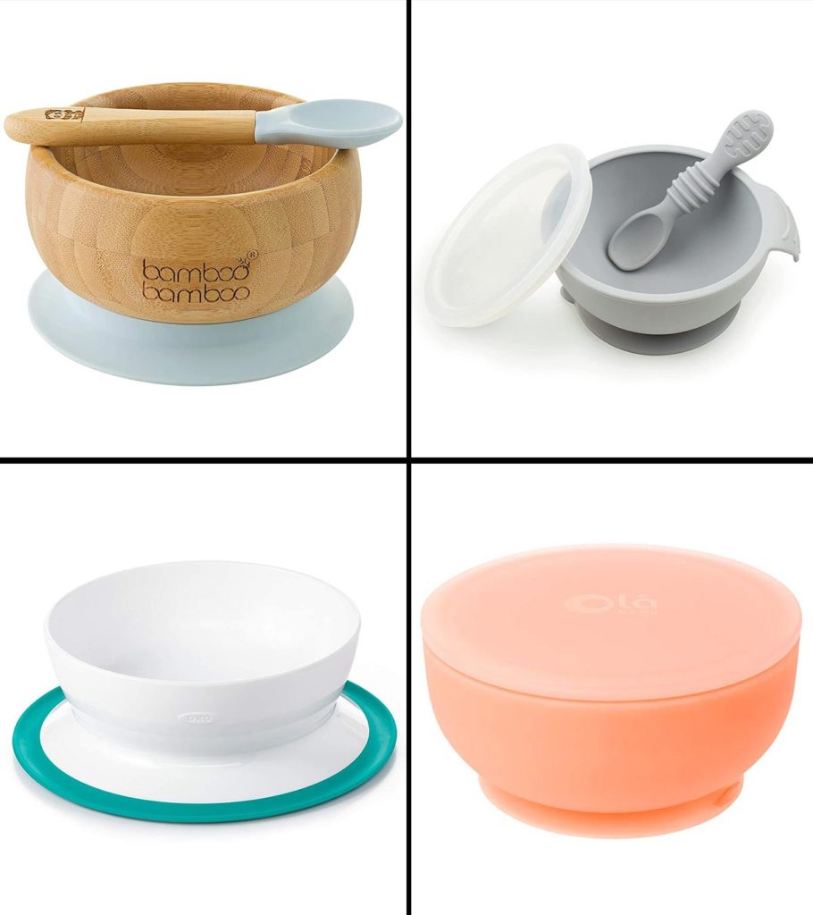 Baby Feeding Bowls with Spill-Proof Lid and Anti-slip Handle Kids Bowl Non Toxic 