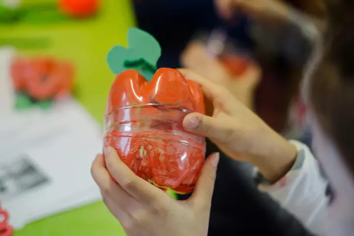 Apple container, Plastic bottle crafts for kids