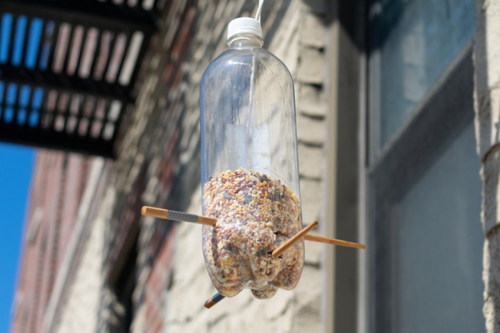 Plastic bottle bird feeders, Plastic bottle crafts for kids