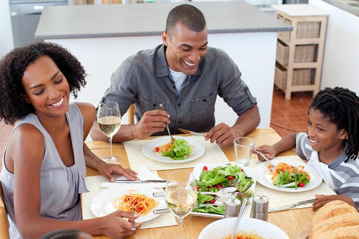 family eating dinner together