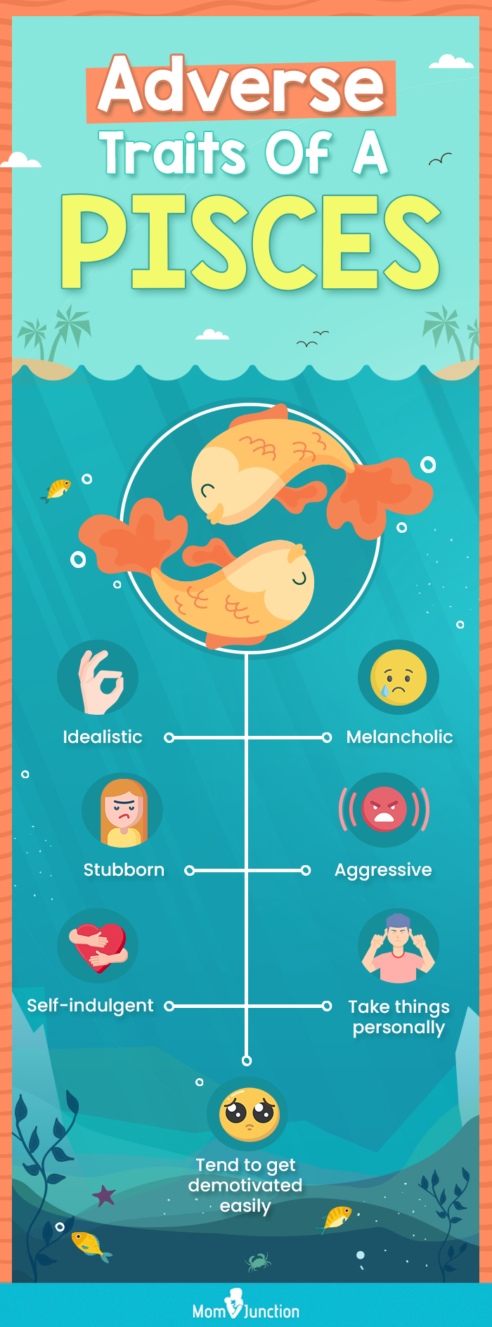 adverse traits of a Pisces (infographic)