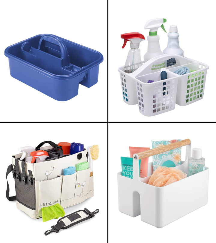 Multipurpose Cleaning Caddy Basket With Carry Handle Divider Utility Storage Box 