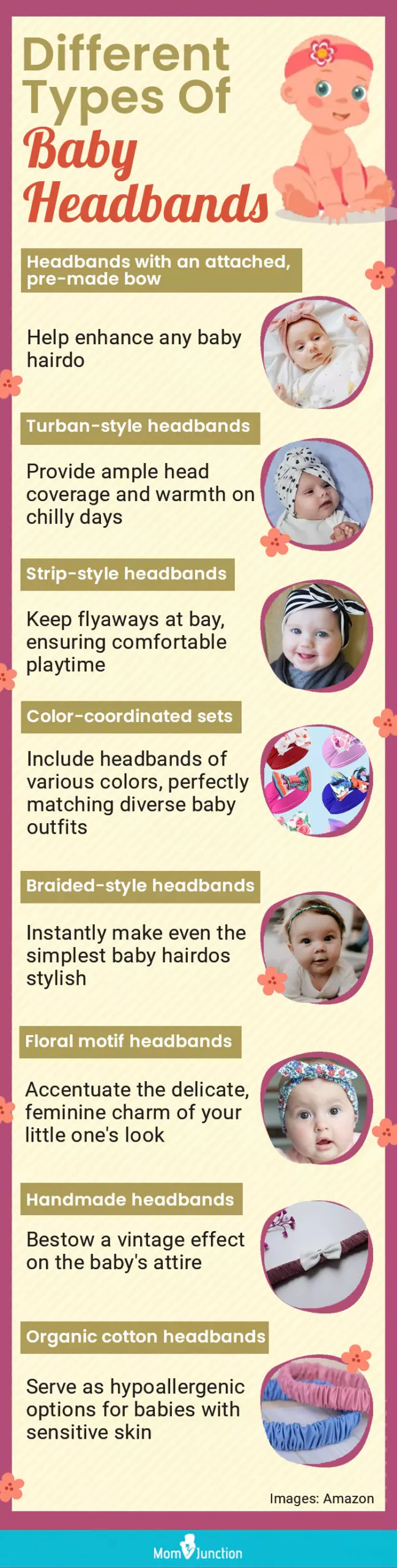 Different Types Of Baby Headbands (infographic)