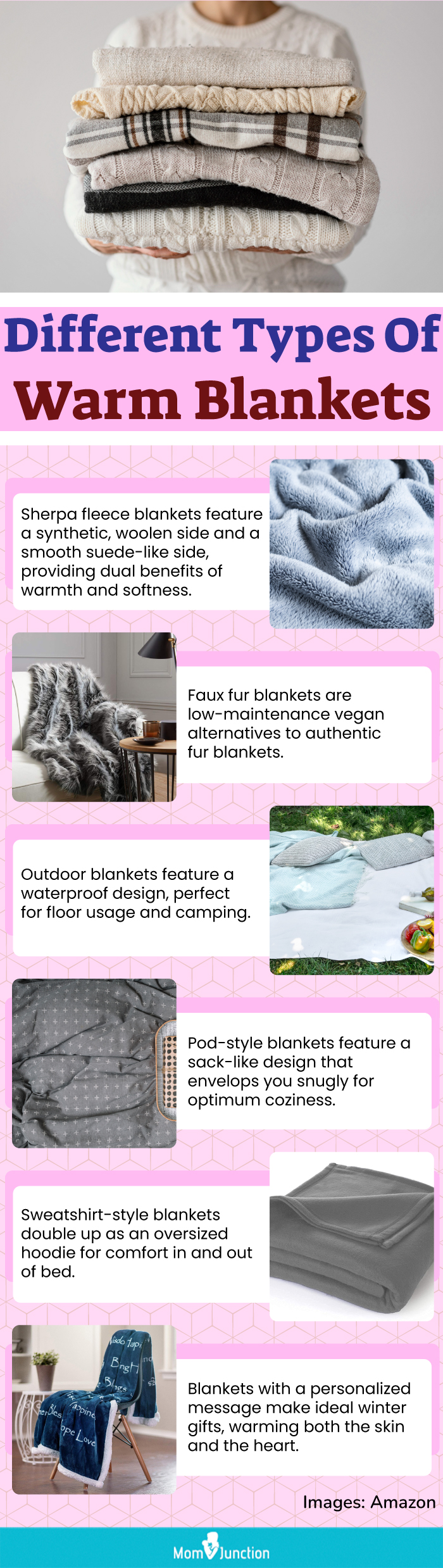 Different Types Of Warm Blankets (infographic)