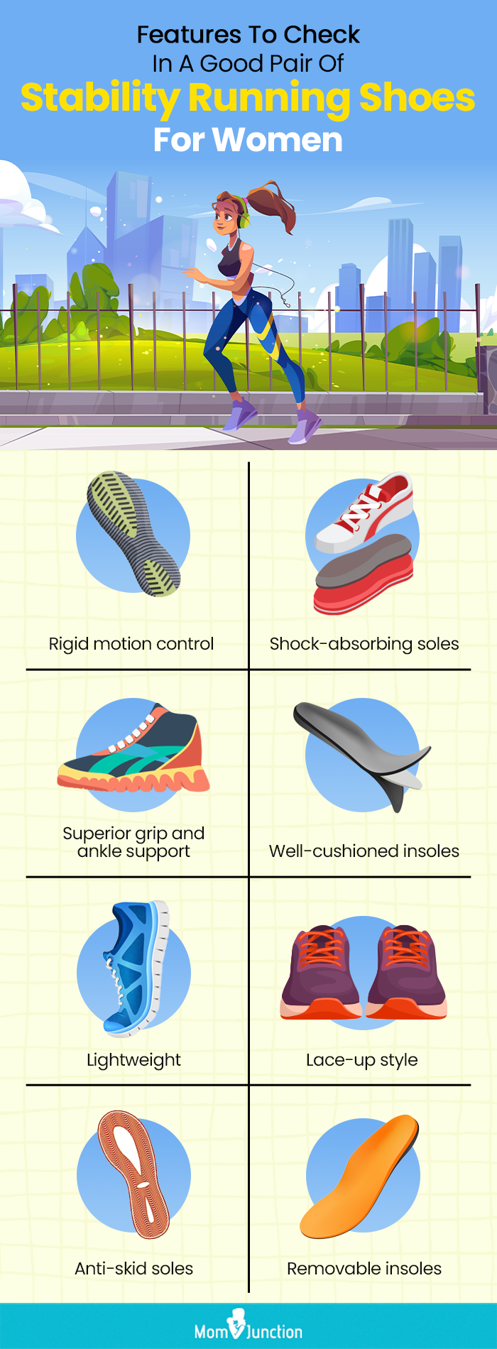 Features To Check In A Good Pair Of Stability Running Shoes For Women (infographic)
