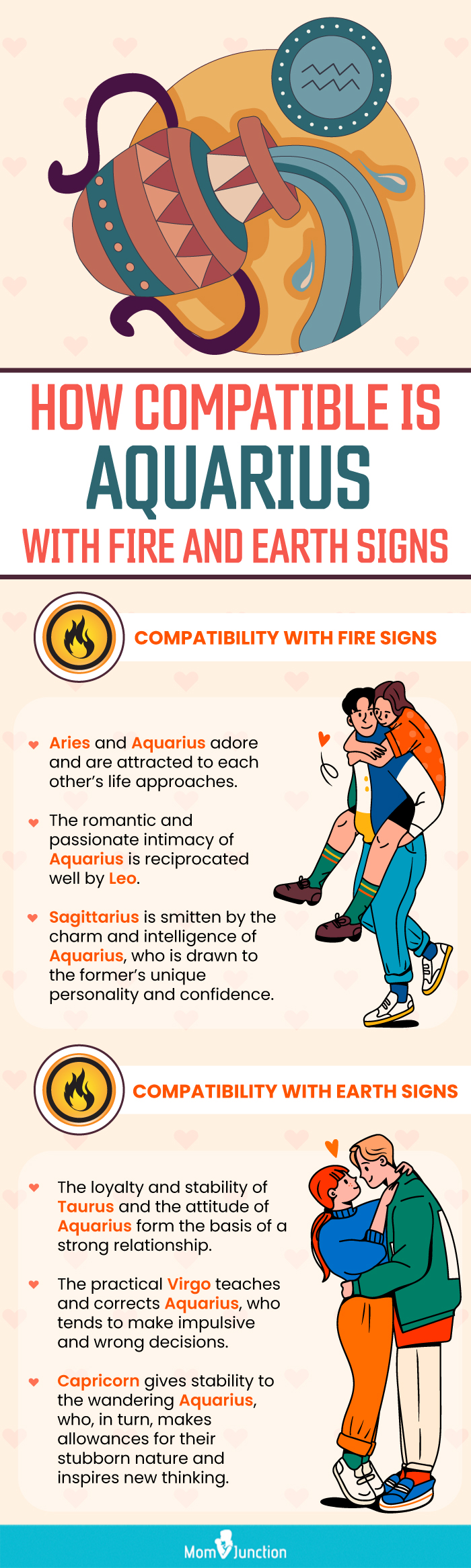 how compatible is aquarius with fire and earth signs (infographic)