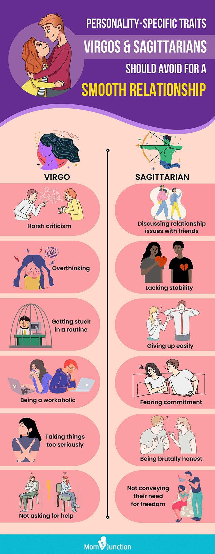 things virgos and sagittarians should avoid in a relationship (infographic)