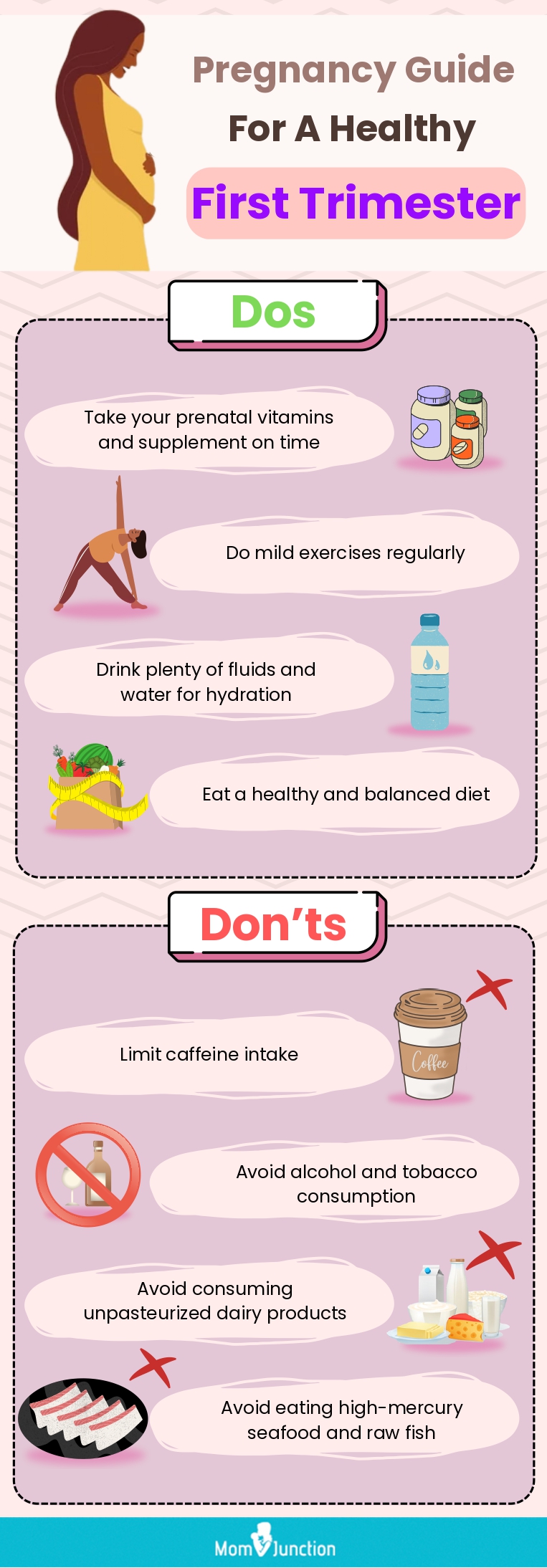 pregnancy guide for a healthy first trimester (infographic)