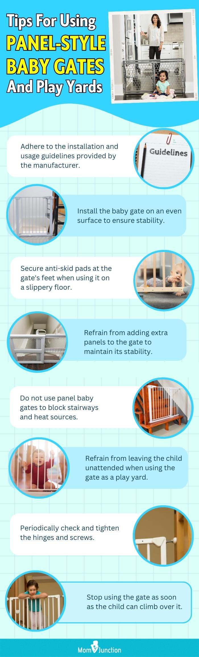 Tips For Using Panel-Style Baby Gates And Play Yards (infographic)