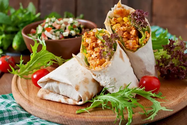 Loaded veggie burrito breakfast for kids