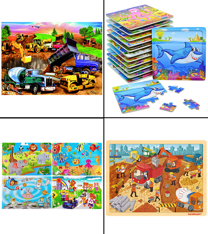 TOP BRIGHT Floor Puzzles for Kids 24 Pieces Puzzles for Kids Cars Educational Puzzles for Toddler-School Bus
