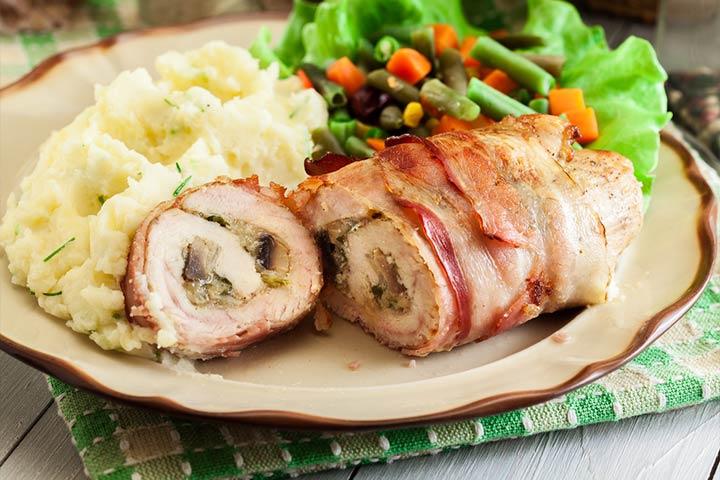 Tempeh bacon-wrapped stuffed chicken dinner ideas for kids