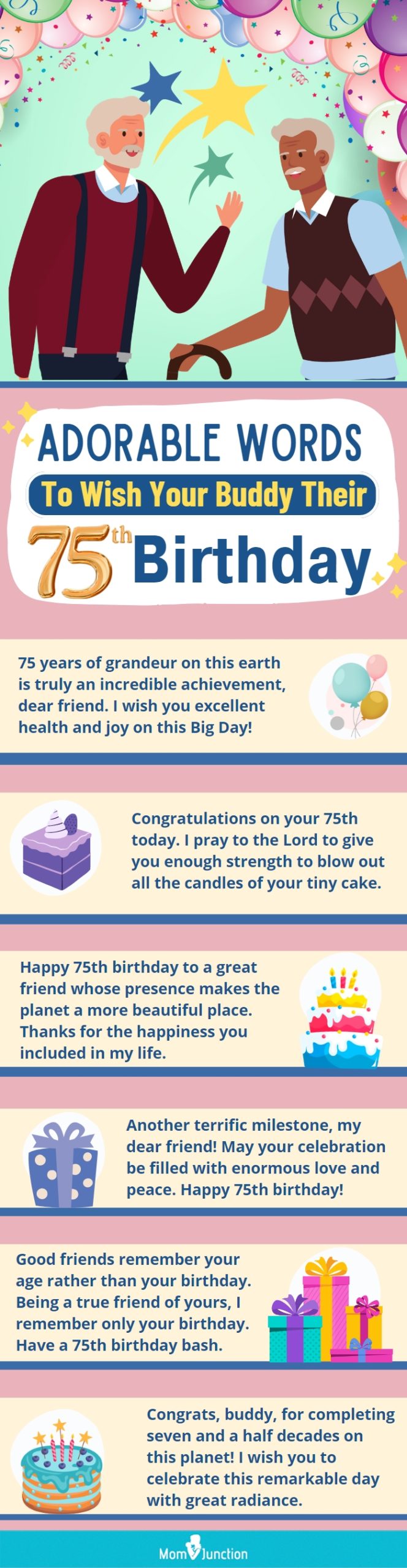 adorable words to wish your buddy their 75th birthday (infographic)