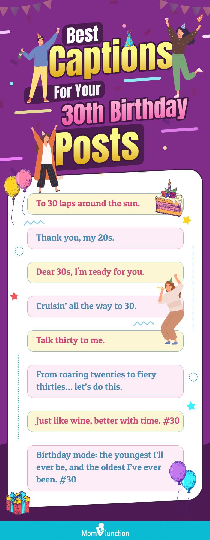 best captions for our 30th birthday posts (infographic)