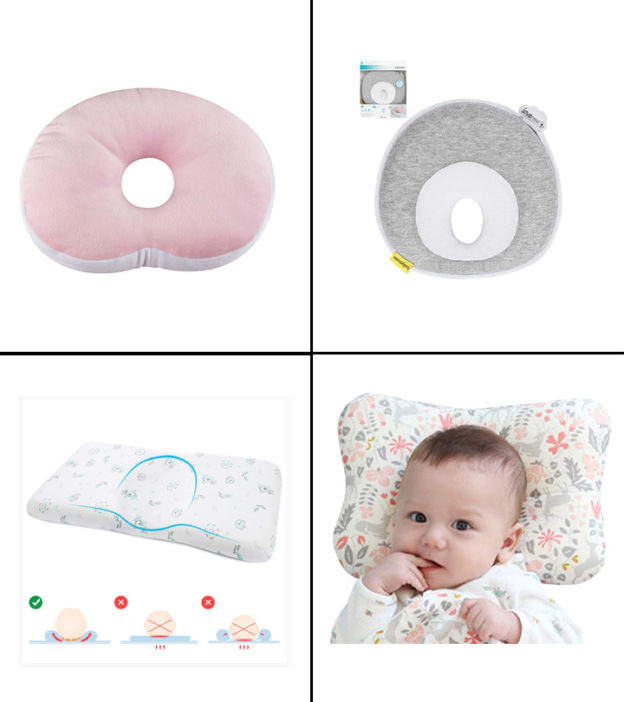 Blue Prevent Flat Head Baby Head Shaping Pillow Great for 0-12 Months Infant Stroller Baby Head Shaping Pillow Newborn Pillow 3D Memory Foam Infant Pillow