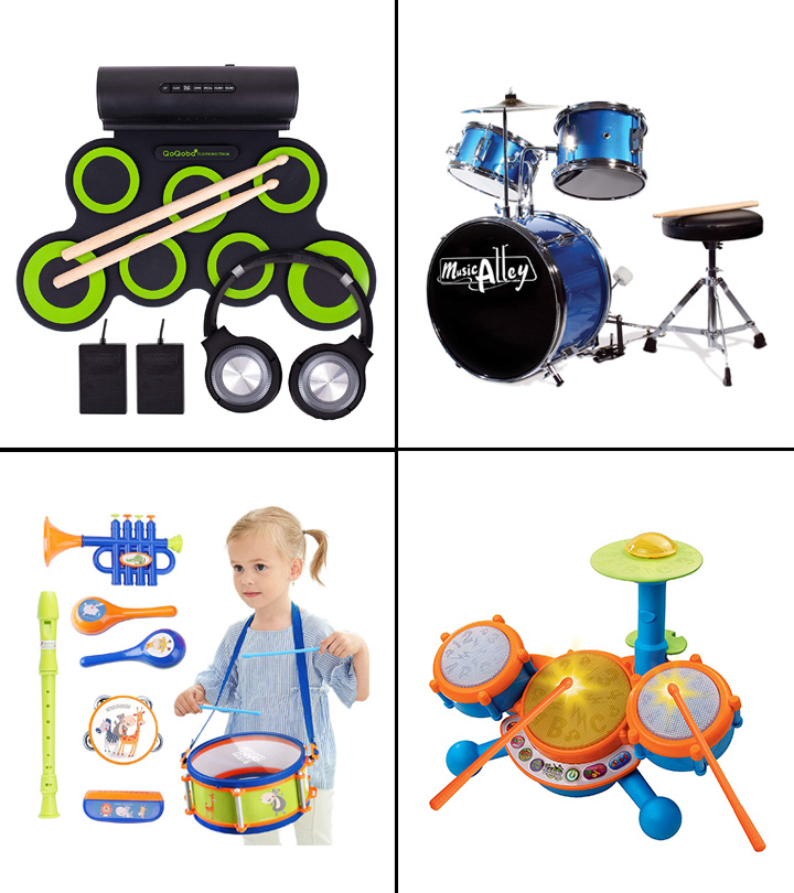 SKLOER Kids Drum Set Toddler Instrument Set Educational Percussion Stimulating Children’s Creativity Drum Set for Kids Boys and Girls Blue 