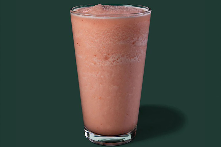Blended strawberry lemonade Starbucks drink for kids