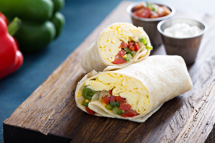 Burrito with guacamole school lunch idea for kids