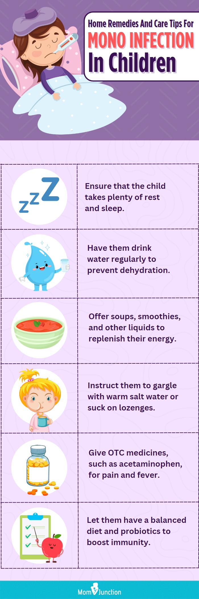 home remedies and care tips for mono infection in children (infographic)