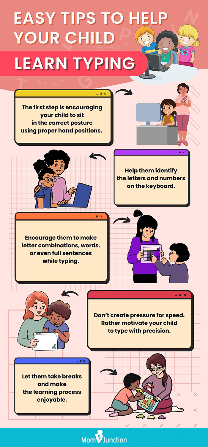 how to teach typing to children (infographic)