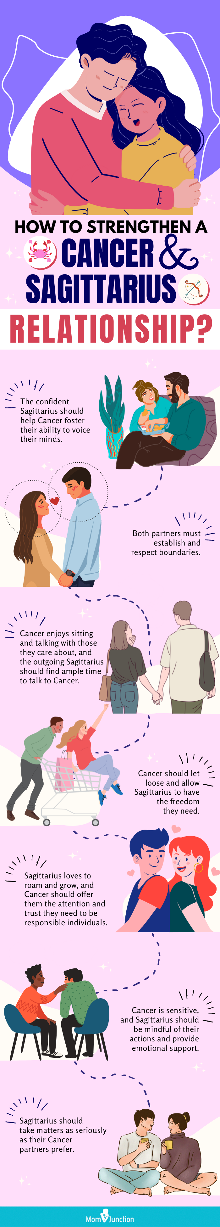 how to strengthen a cancer and sagittarius relationship (infographic)