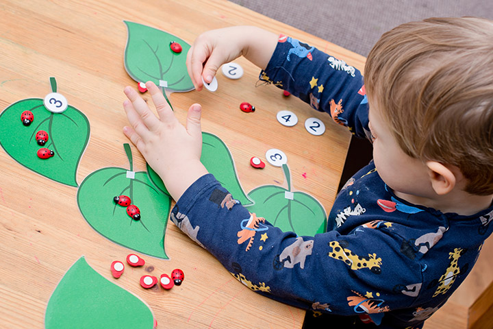 Ladybirds In A Leaf math activity for preschoolers