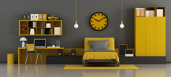 Contrast-colored bedroom ideas for teens