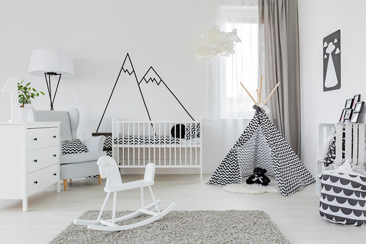Play with contrast, toddler room idea for boys and girls