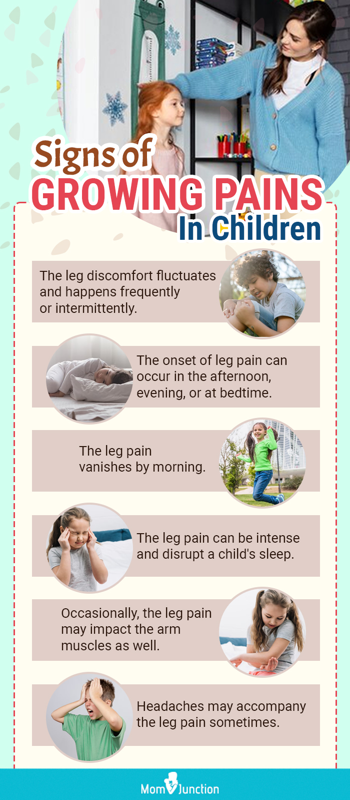 signs of growing pains in children (infographic)