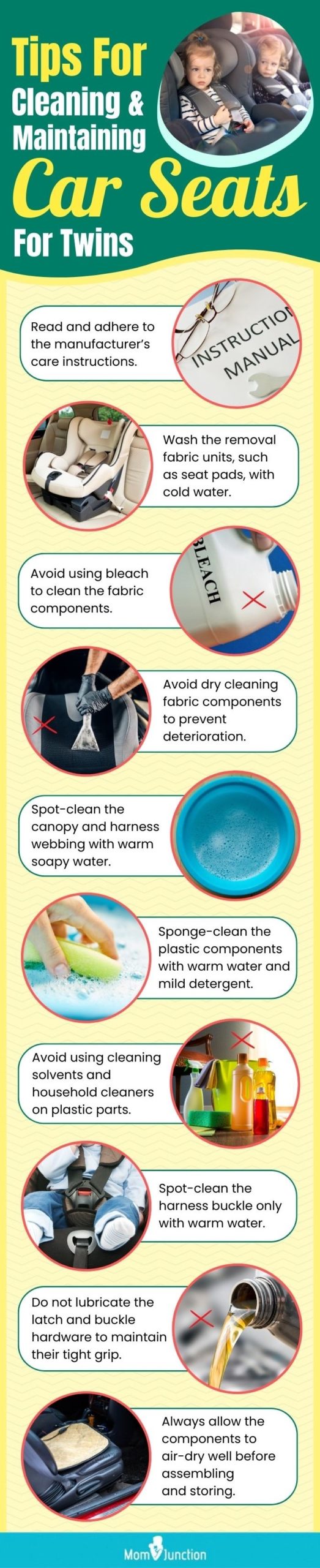 Tips For Cleaning And Maintaining Car Seats For Twins (infographic)