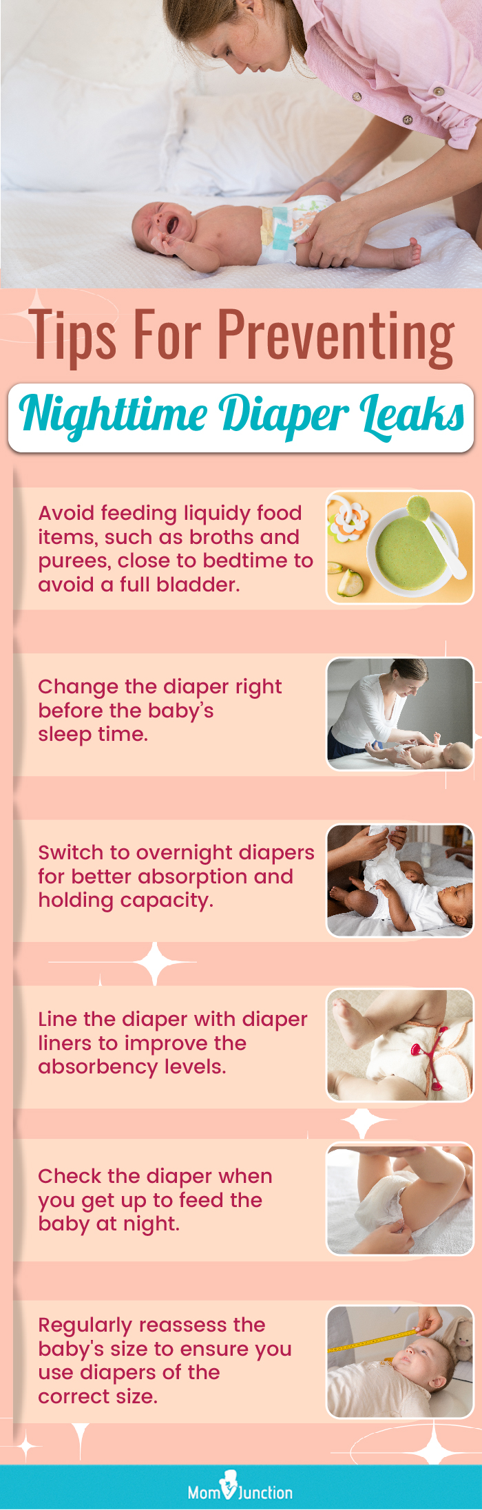 Tips For Preventing Nighttime Diaper Leaks (infographic)