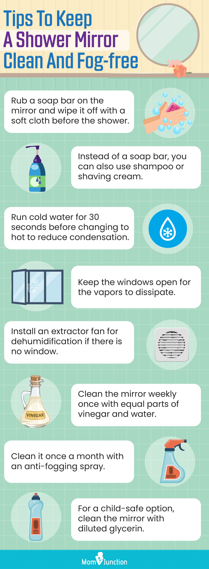 Tips To Keep A Shower Mirror Clean And Fog free (infographic)