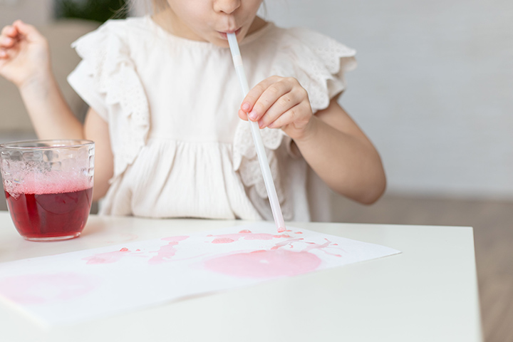 Straw finger paint for toddlers