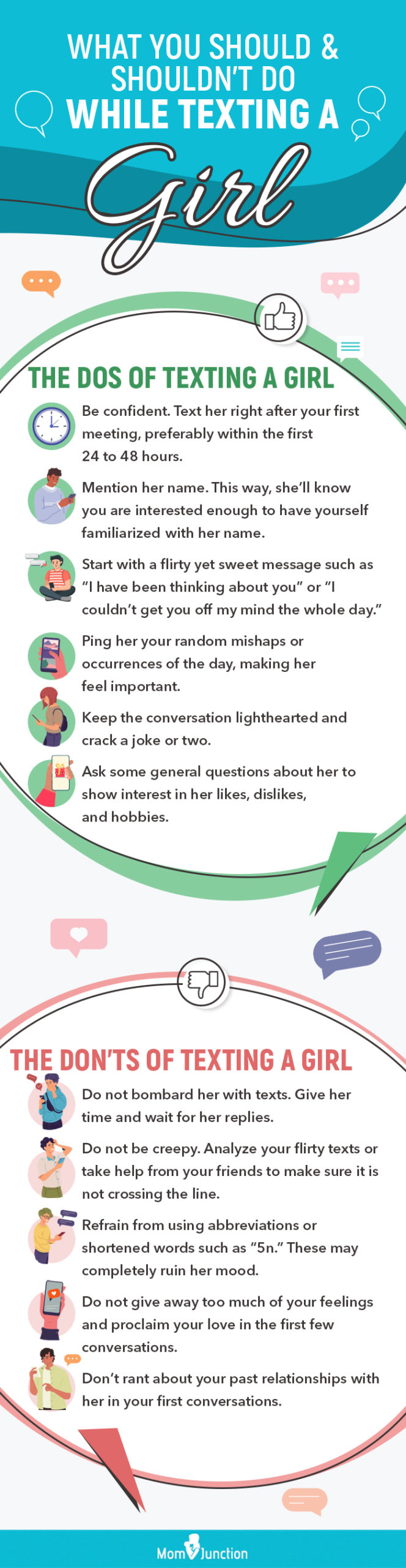what you should and shouldn't do while texting a girl (infographic)
