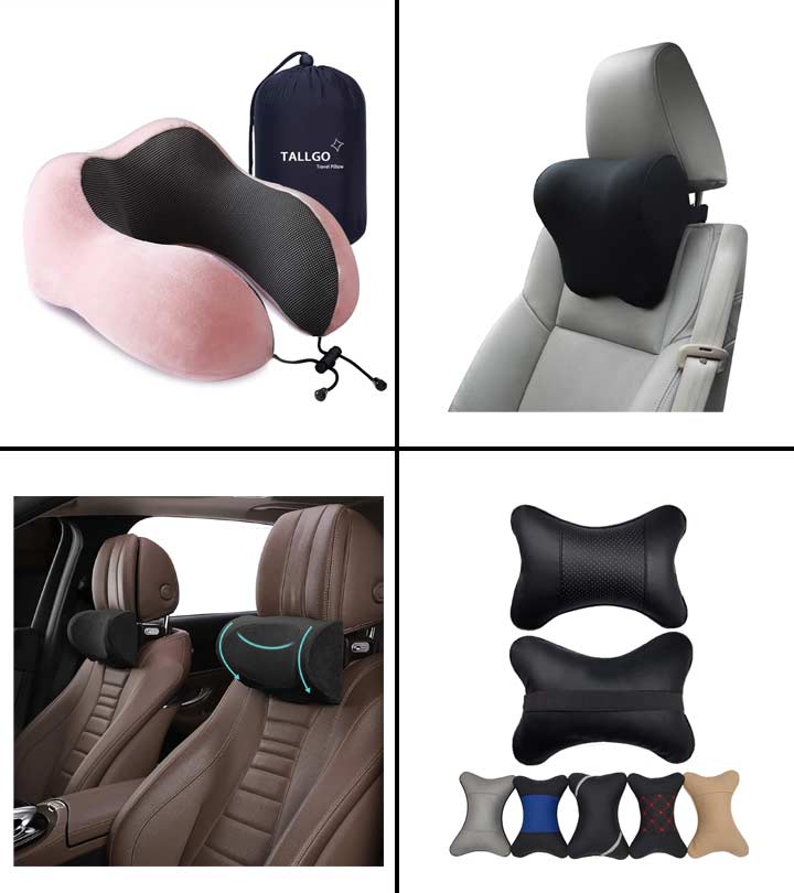 Off White Yiizy Car Headrest Neck Pillow Breathe Hold Leather Neck Rest Cushion for Car Auto 