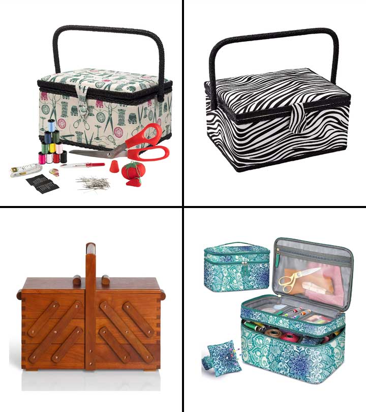 Multi-use DIY Sewing Basket Box Household Basket Organizer w/ Handle Accessories 